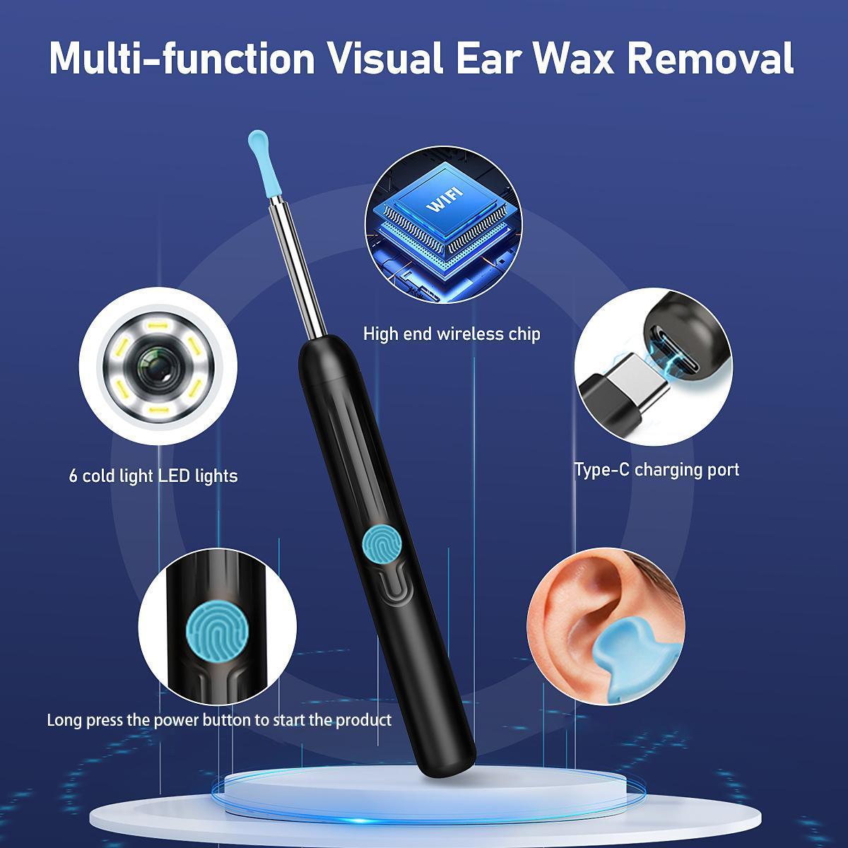 Ear Wax Removal Tool With Camera, 1 Set Portable Type-C Rechargeable Ear Cleaner, Waterproof Endoscope Ear Cleaning Tool