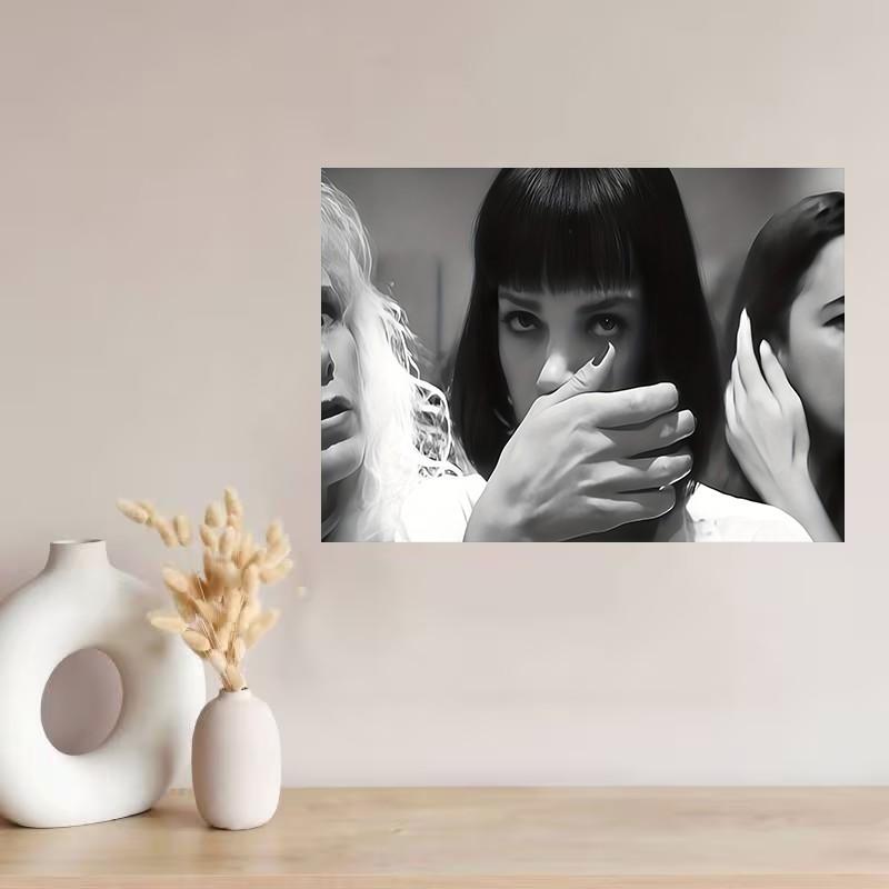 Pulp Fiction Movie Poster Canvas Art - Black and White Wall Decoration, Vintage Wall Art, Art Work For Wall Decor, Suitable for Bedroom, Living Room or Hallway, Movie Room Decoration, Bold Wall Decor, Art Canvas,home,inspo,athlete,motivation