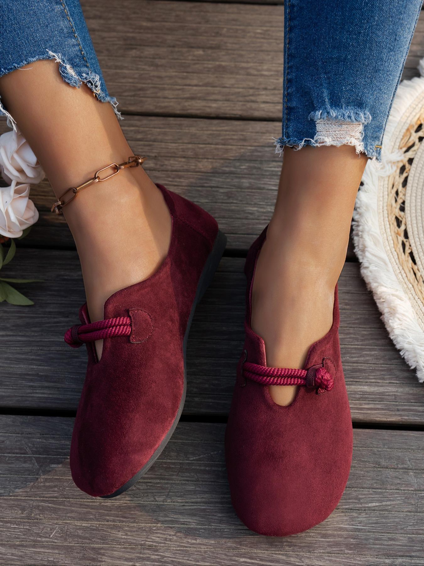 Women's Solid Color Flats, Casual Comfortable Flat Shoes for Daily Wear, Lightweight Breathable Shoes for Women & Girls