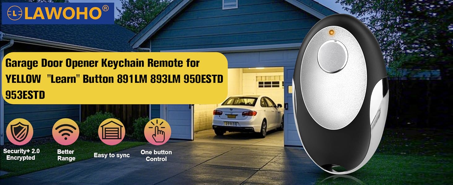 Door Remote Keychain Yellow Button Compatible with 891LM/893LM/950ESTD/953ESTD