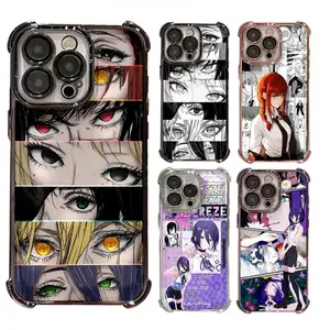 Anime Chainsaw Man Cool Eyes Makima Reze Phone Cases for iPhone 17,16,15,14,13,12,11,Pro,Max,Plus Phone Cover Black Silver Shockproof Protective Cover Gift For Birthday Christmas Halloween