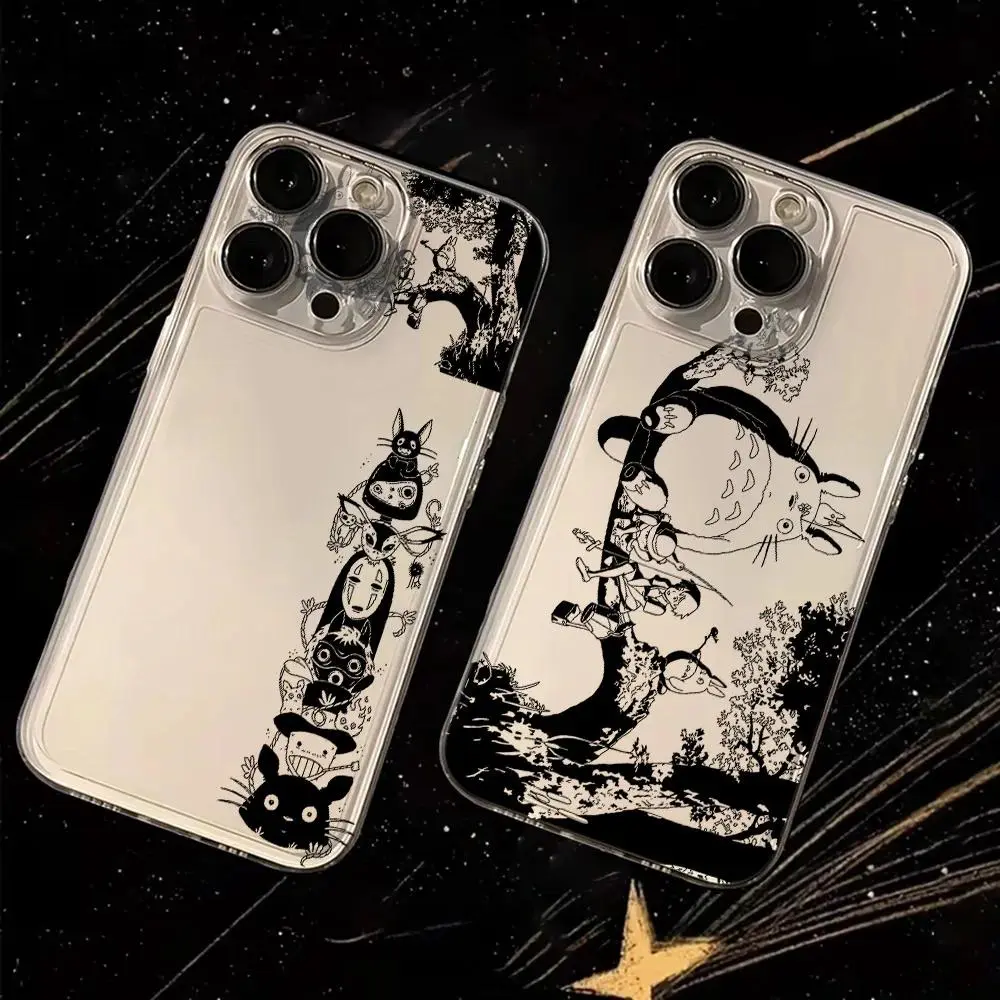 Cartoon My Neighbor Totoro Transparent Soft Phone Case, iPhone Series Cover for iPhone 17, 16e, 16, 15, 14, 13, 12, 11, Mini, Air, Pro, Max, X, XR, XS Max, Plus, Transparent Cover, T-3041Cs26316a1
