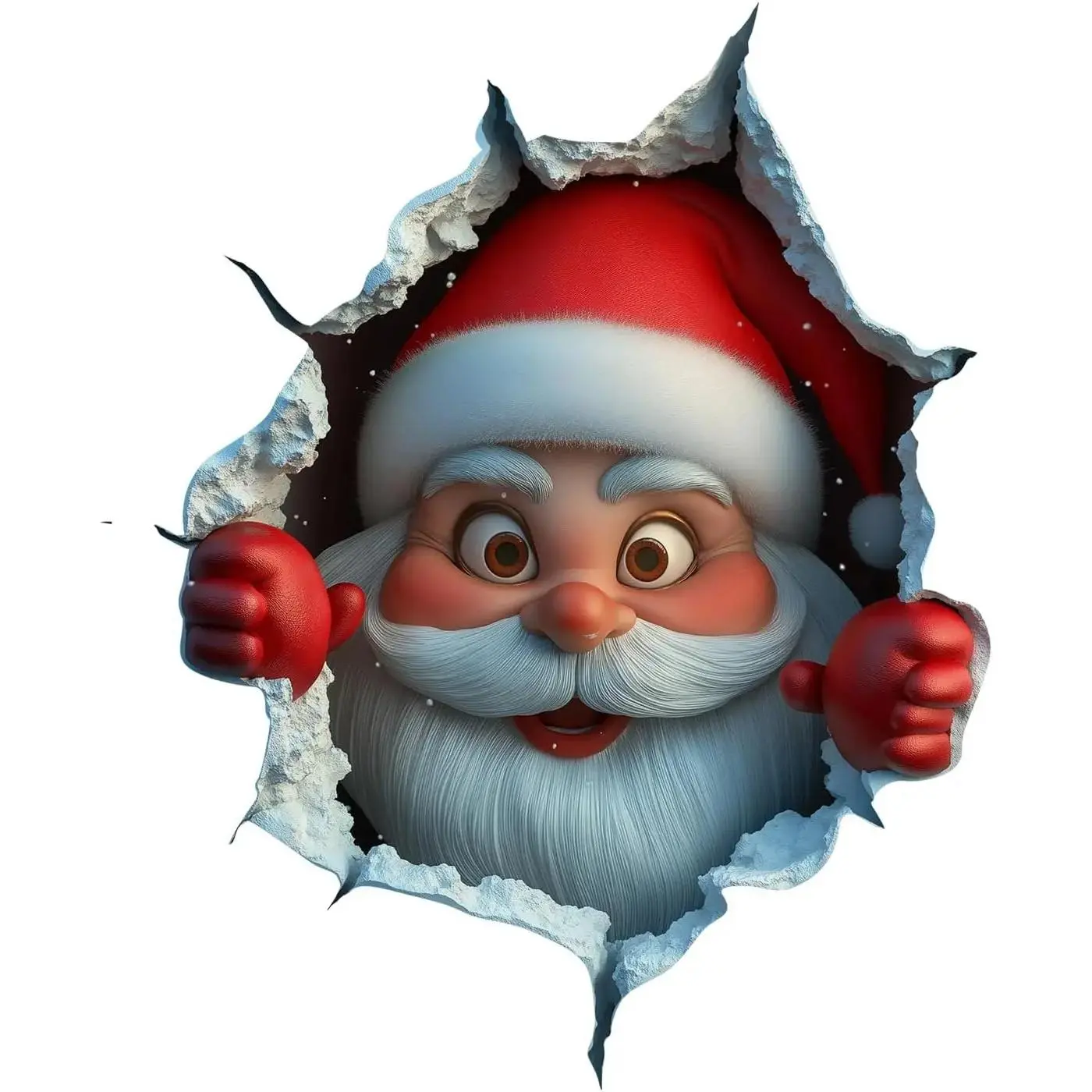 Festive Decor 2-Piece Santa Face Vinyl Stickers - Smooth 3D Illusion Figure Shape Peel-Off Pack, Easy Peel-and-Stick Removable Decals for Living Room, Bedroom