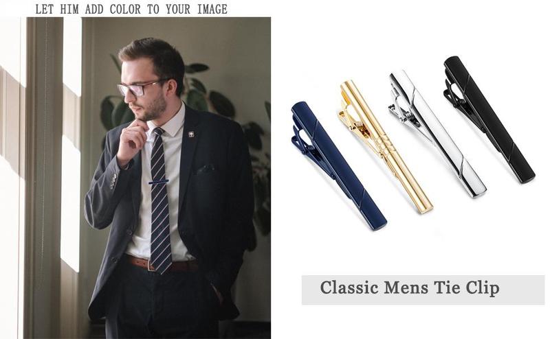Jstyle Tie Clips for Men Classic Tie Bar Clips Set for Regular Ties Necktie Tie Bar Pinch Clasp Suitable for Wedding Anniversary Business Meetings with Gift Box