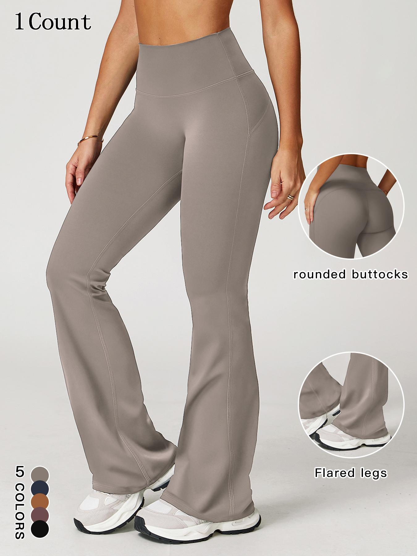 Women's Solid Color Bell Bottom Flare Leg Pants, Casual Comfy Breathable Tight-fitting Yoga Pants, Ladies Bottoms for Indoor Outdoor Wear, Casual Fitted Trousers, Boot Cut Pants