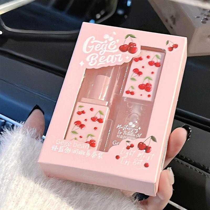 Moisturizing Lip Balm & Lip Oil, 2 Counts/set Hydrating Glossy Lip Glaze Stick, Plumping Lip Oil Lipstick for All Occasions Makeup, Girls and Women