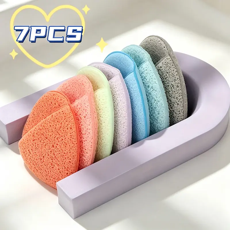 7 Reusable Deep Cleansing Exfoliating Facial Sponges - Hydrophilic Polyurethane Material, Mixed Shapes, Random Colors, Blackhead & Deep Dirt Remover, Suitable for Normal Skin, Ideal for Beauty & Skin Care