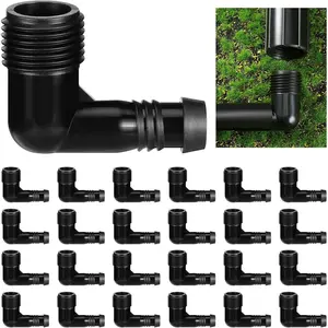 25 Pack 1/2 Inch Drip Irrigation Fittings Sprinkler Riser 90 Degree Garden Hose Elbow for Use with Underground Pipe Connected to Automatic