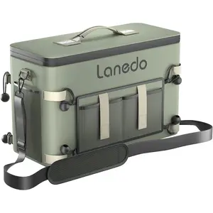 Waterproof cooling bag, soft side-edge cooling bag, 34 collapsible insulated refrigerator, large-capacity leak-proof camping and travel cooling bag, suitable for kayaking and beach use (green/blue/grey)