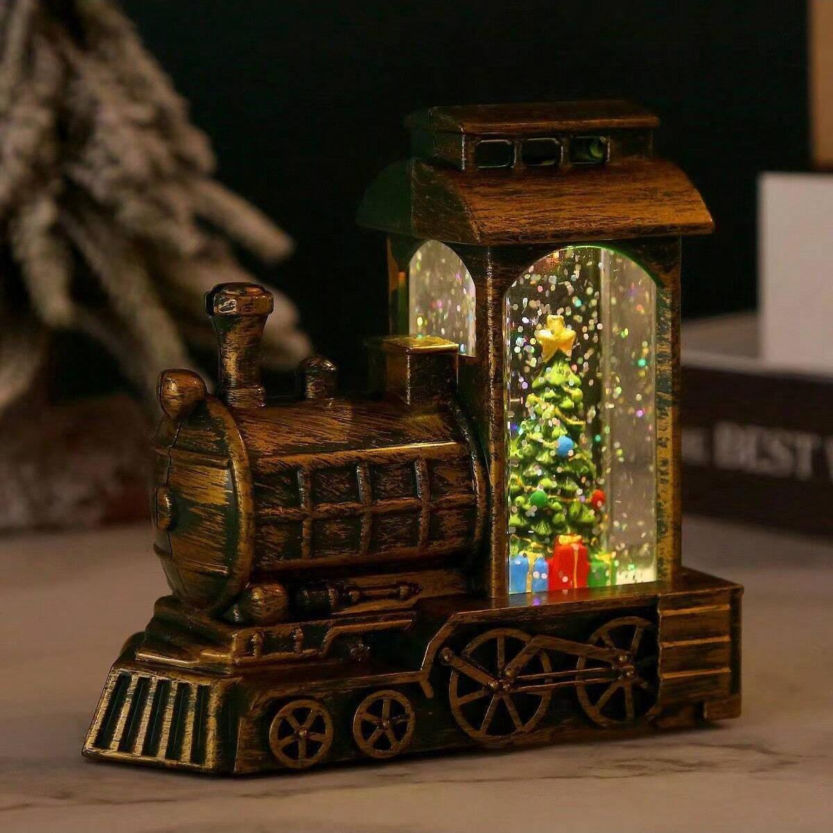 Christmas Water Car Decoration, Santa Claus Tree Snowman Wind Lamp, LED Mood Light, Magical Festive Night Light Gift, Holiday Decorations Supplies, Home Decor Ornament