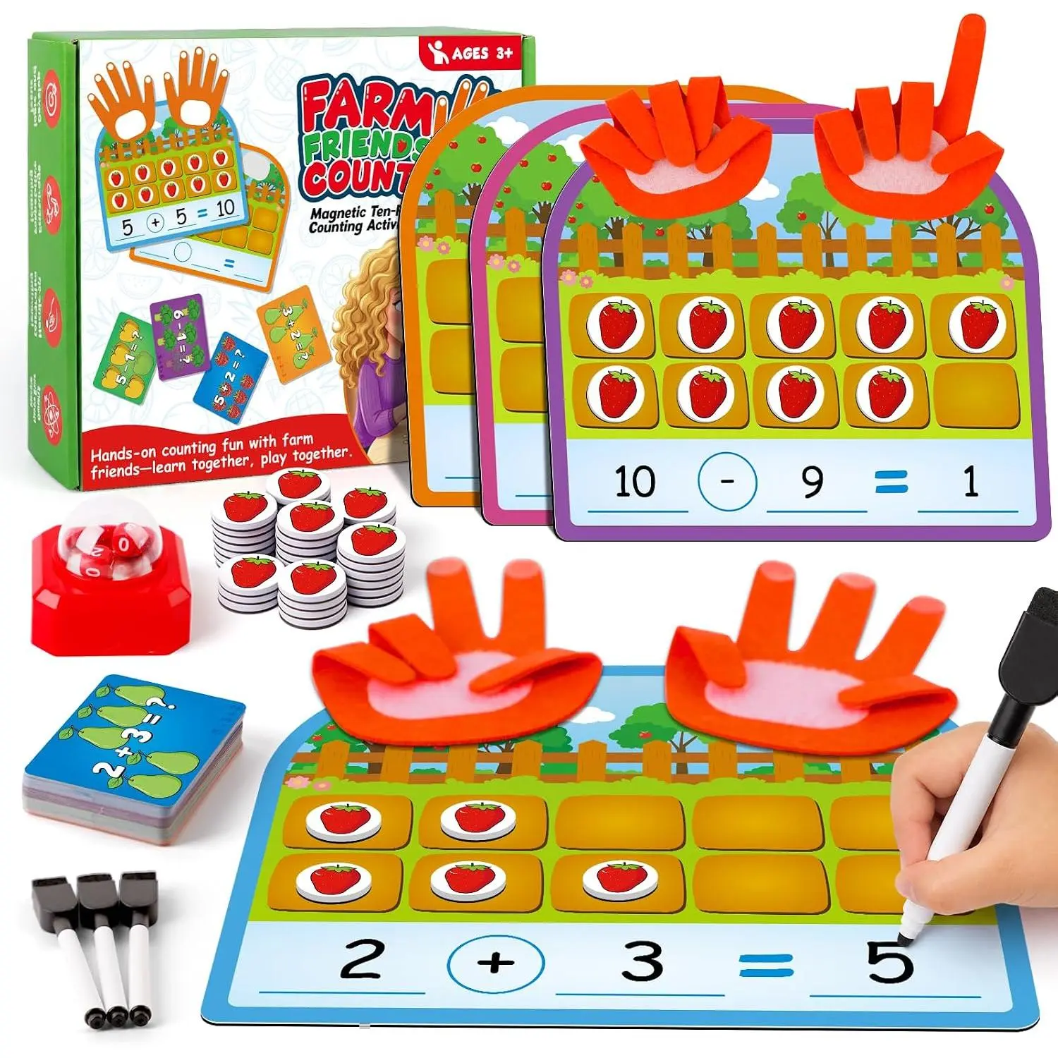Ten-Frame Set,Finger Number Counters for  Math Manipulatives,Counting Blocks for Math  Addition Subtraction Practice,1st 2nd 3rd Grade  Number Blocks Learning