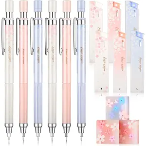 15 count 0.5 mm Mechanical Pencil Set Include 6 count  Cute Pencils with 6 Tubes Pencil Refill and 3 Cute Cherry Erasers for Sketching Architecture Drawing
