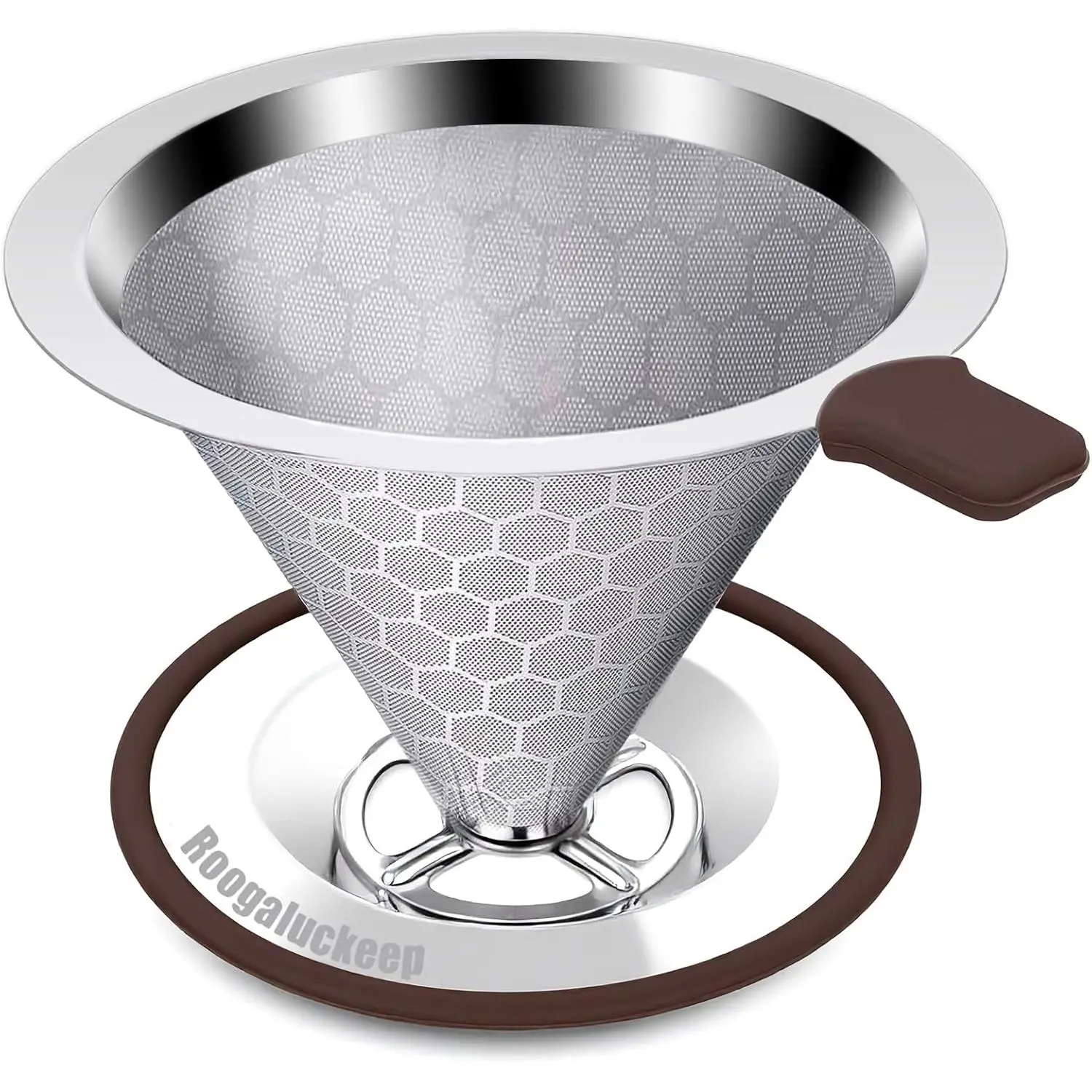 Pour Over Coffee Dripper, Stainless Steel Coffee Filter, Paperless Reusable Coffee Filter, Metal 600 Mesh Strainer Coffee Maker Single Cup Brewer 1-2Cups