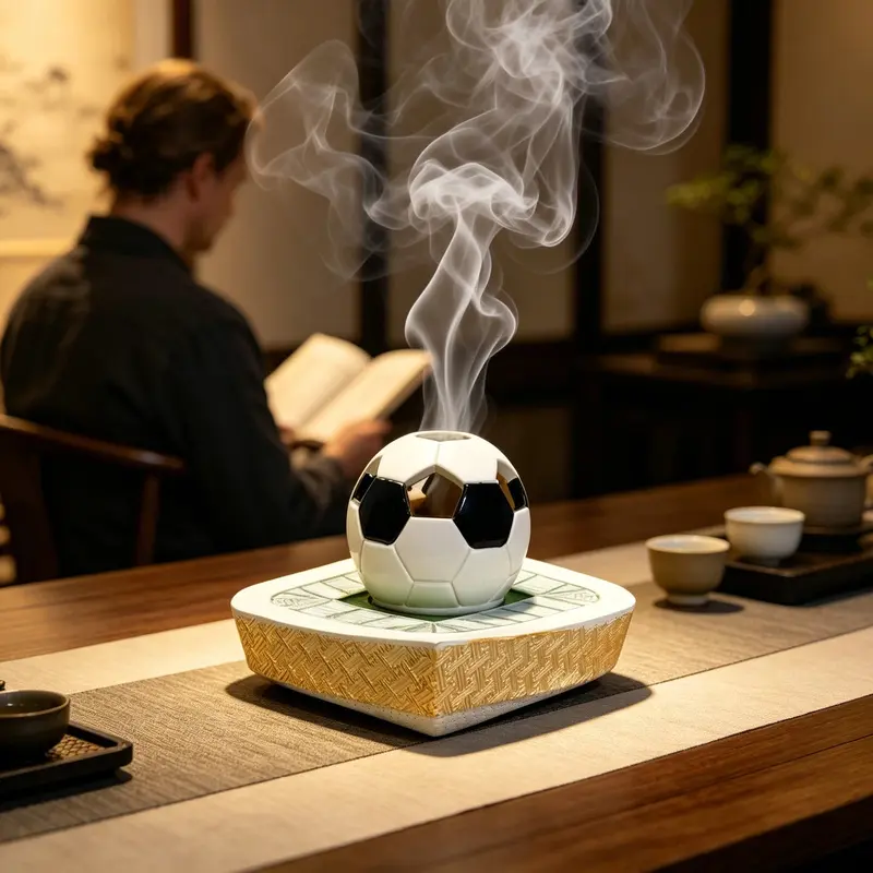 Soccer Ball Incense Burner with Stadium Base, Creative Football Smoke Diffuser, Home Fragrance Diffusers and Sports Desk Decor, 2 Styles Available