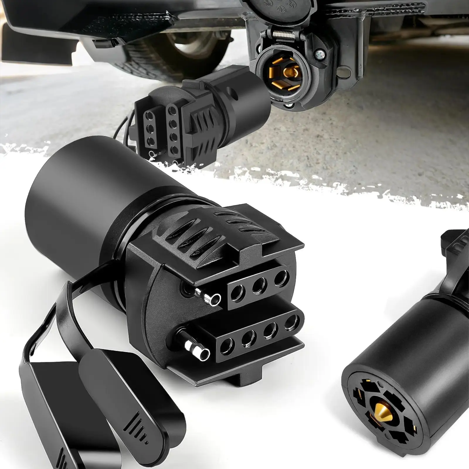 7 Pin to 4 Pin Trailer Adapter, 7 Way to 5 Way Trailer Light Plug, Trailer Connector for Truck RV Utility Tow Hitch Boat, Weatherproof Vehicle