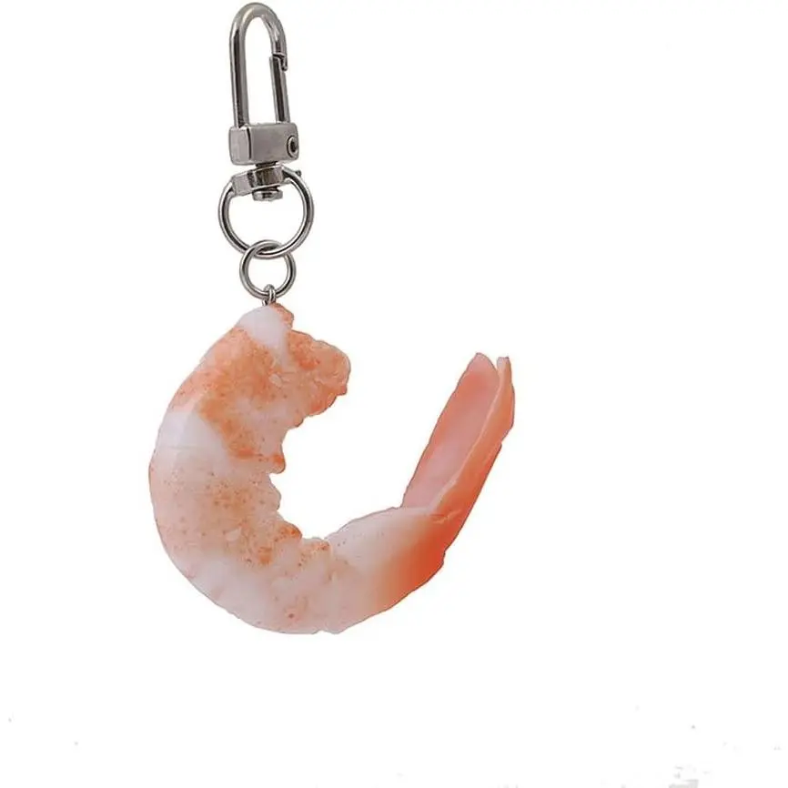 Mini Simulated Food Orange Shrimp Keychain Pendant for Men Women, Creative Novelty Stylish Keyring(Gift)