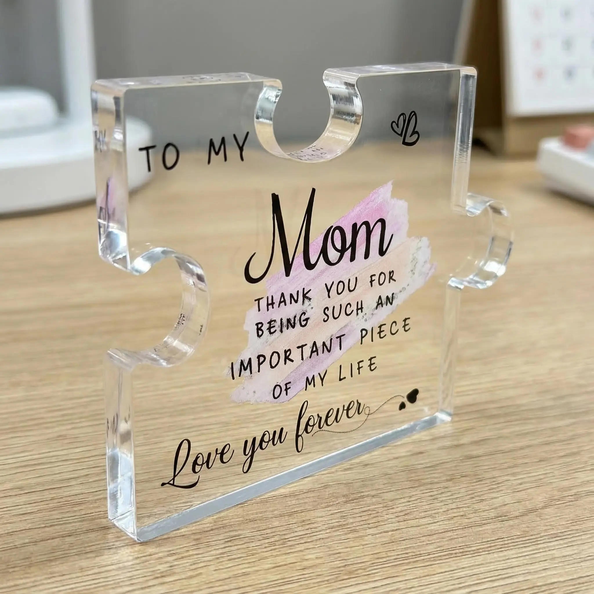 Acrylic Puzzle-Shaped Plaque 3.5x4in Best Mom Ever Sentimental Gift for Mom Home Decoration TikTokMadeMeBuyIt GiftsForMom ChristmasGiftForMom 8.5cm x 10cm Compact Keepsake for Daughters Sons First-Time Moms Grandmothers Summervibes