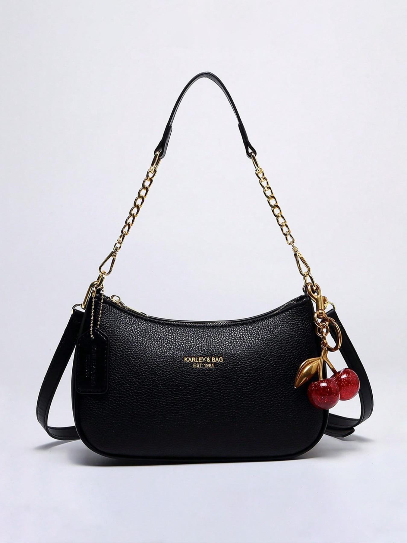 Women's Solid Color Chain Strap Bag, Fashionable Shoulder Bag for Daily Used, Casual Trendy Versatile High-quality Daily Commuting, Girl Fashionable Shopping Convertible Shoulder Bag