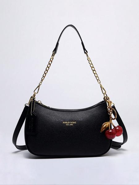 Women's Solid Color Chain Strap Bag, Fashionable Shoulder Bag for Daily Used, Casual Trendy Versatile High-quality Daily Commuting, Girl Fashionable Shopping Convertible Shoulder Bag