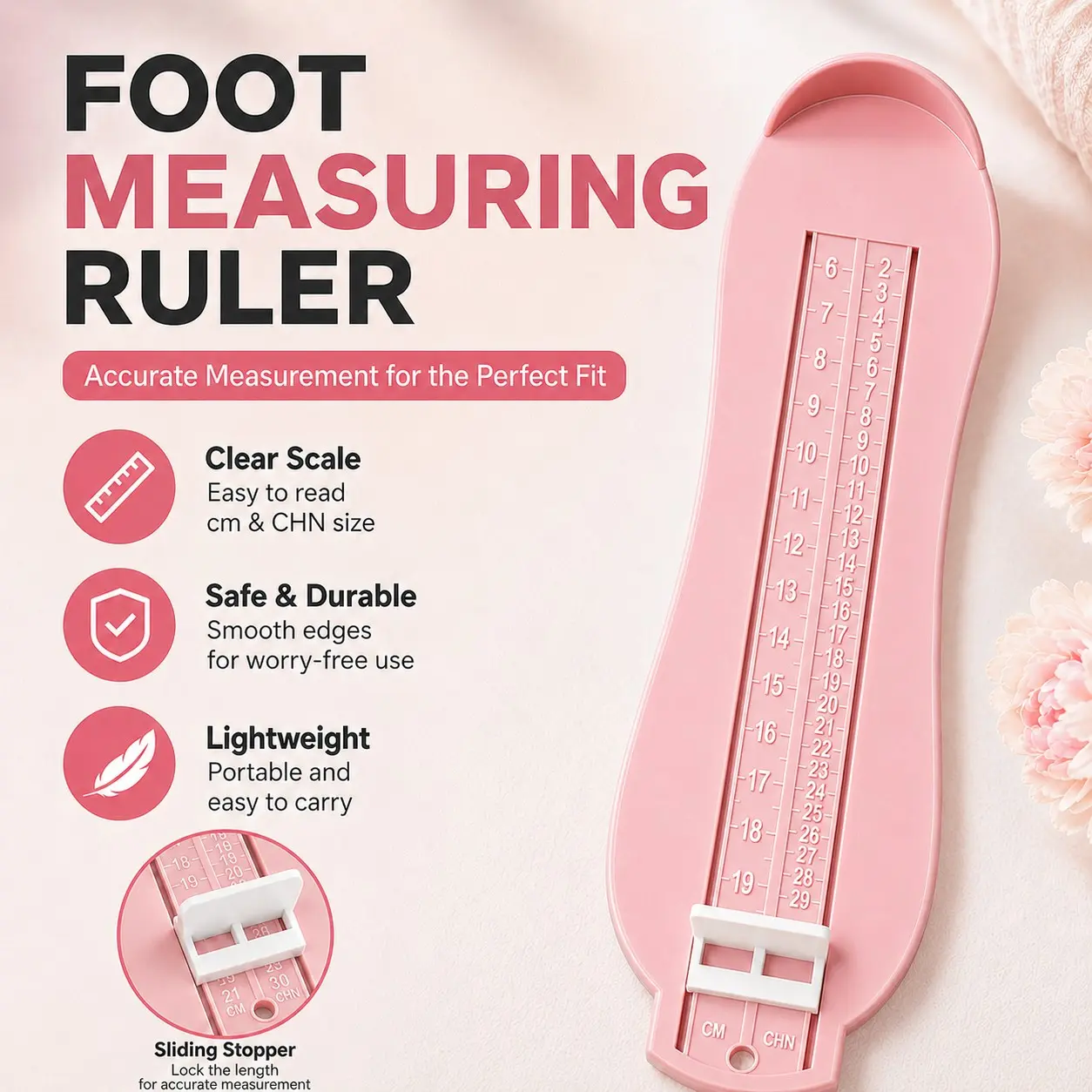Baby Foot Measurer, Child Shoe Size Measurement Tool, Accurate Measurement, Unisex, Easy-To-Use Foot Length Gauge for Boys and Girls