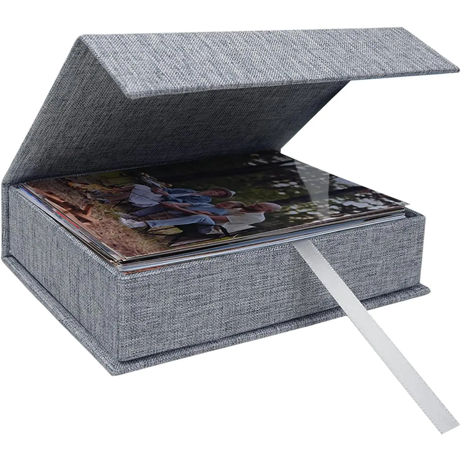 4x6 Photo Storage Box,  Linen Memory Box for Photos, Pictures, , Scrapbooking Supplies &  - Portable, Stackable Organizer for , Crafters & Collectors