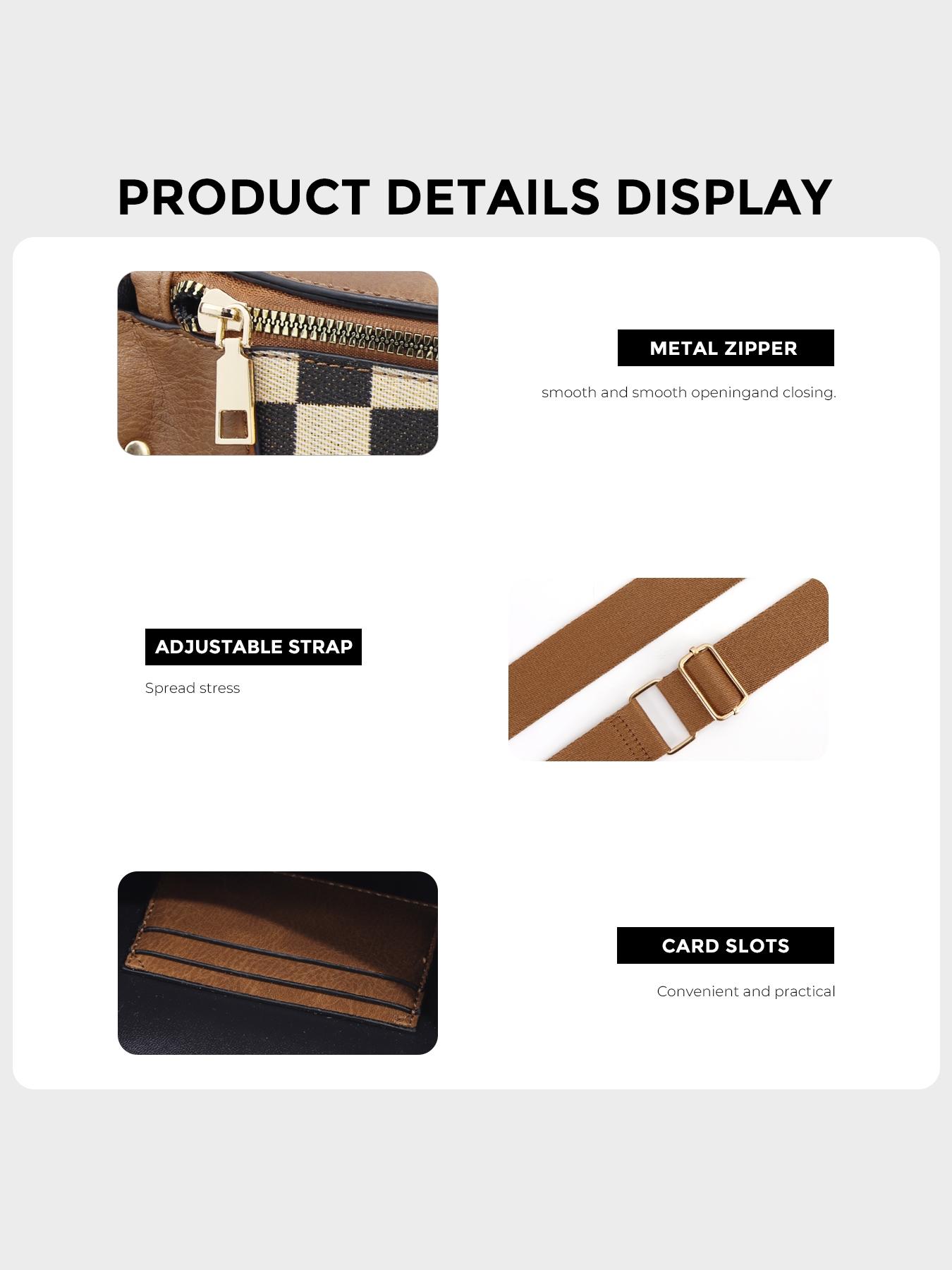 Fashionable Checkerboard Pattern Crossbody Bag with Coin Purse, Adjustable Sling Fashionable Bags, Casual Large Capacity Zipper Fashion Purses for Women, Trendy All-match Commuter Casual Shoulder Bag for Daily Used