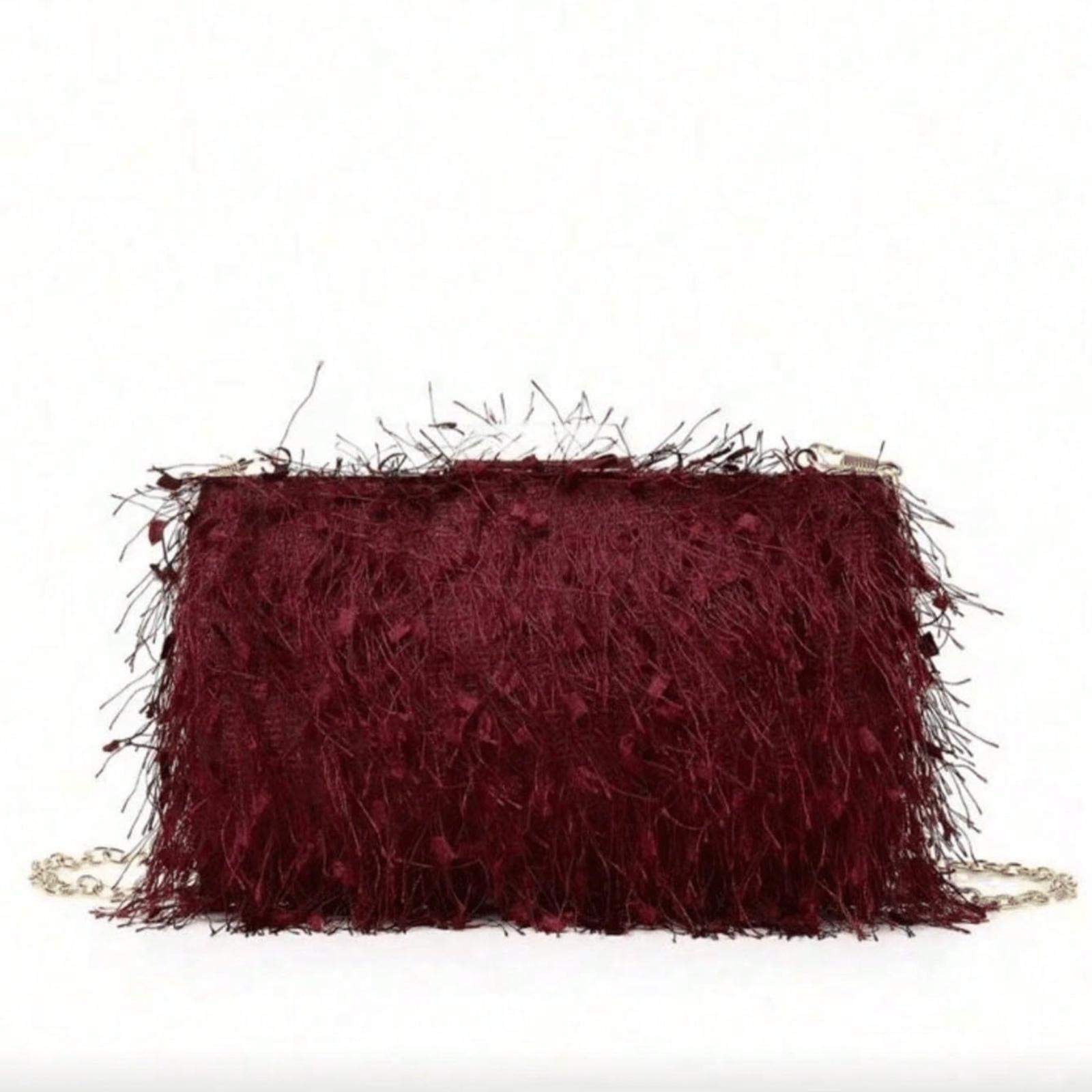 Fringe Box-Shaped Evening Purse for Woman, Red Tready Party Clutch Bags Crossbody Bag Cute Wallets Shouldr Bag Party Dinner Bag for Wedding, Prom, Dinner/Banquet