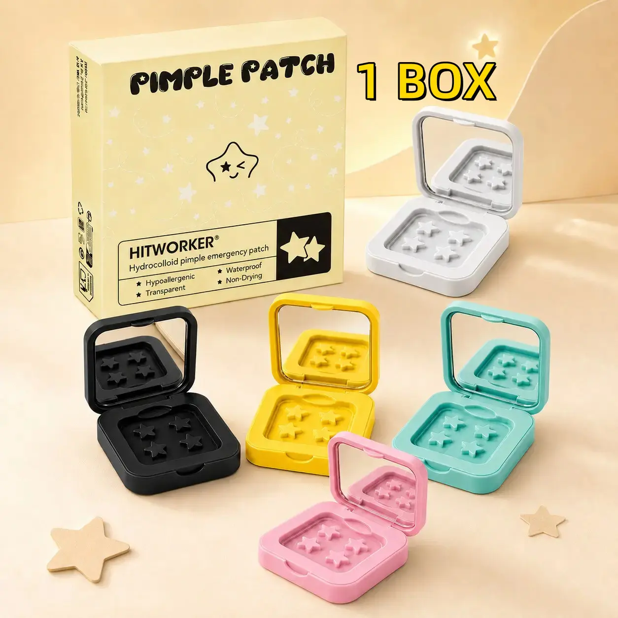Hydrocolloid Star Pimple Patches, Acne Spot Stickers, 60 Count, Invisible Blemish Cover, Waterproof, Non-Drying, Daily Skin Protection, Day & Night Use
