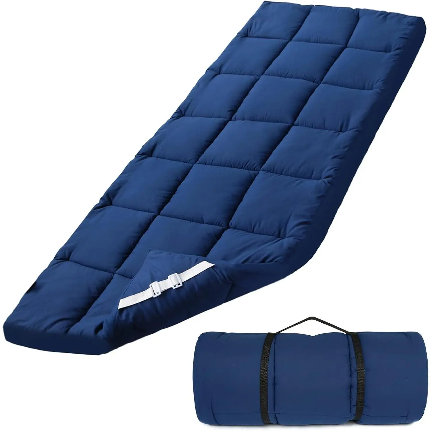 Cot Mattress Topper (Improved Thickness), Foam Quilted Pads for Camping, Soft Comfortable Sleeping Cot Mattress Pad Only, Camping Pad 75"x30" for Camp Cot/Rv Bunk/Narrow Twin Beds, Navy