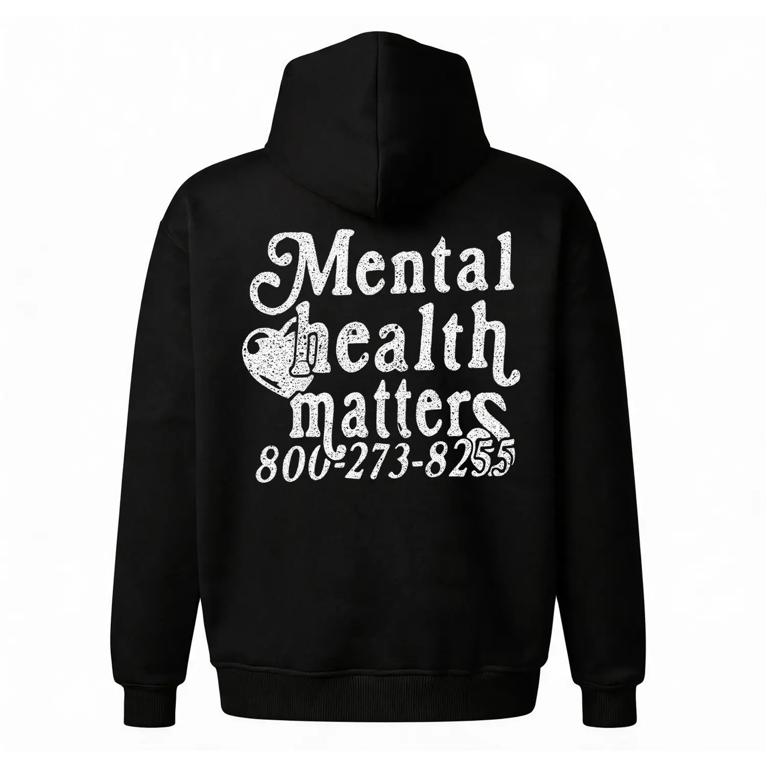Mental Health Matters Graphic Hoodie |   Glitter Text Back Print Sweatshirt |   Suicide Prevention Hotline Pullover |   Oversized Unisex Fleece Top |   Positive Awareness Hoodie for Men & Women
