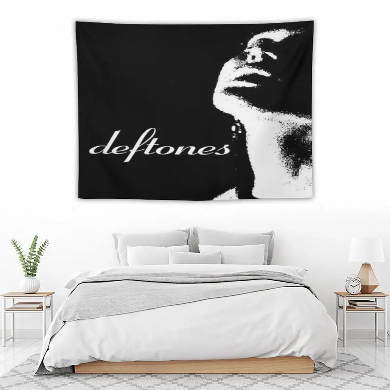 Deftones Rock Band Wall Tapestry, Polyester Tapestry for Adult Fans, Mid-century Modern Black Flash Aesthetic Flag, Y2K Y3K Room Decor, 1980s Retro Cinematic Bedroom Poster for Grunge Metal Fans Teens Gen Z
