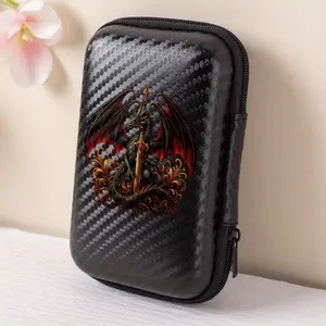A beautiful and cool dragon blade pattern storage box, a must-have for office travel! EVA material earphone/data cable/charger storage box, compact design with mesh pockets, easy to organize charging cables, convenient for organizing your charging cables.