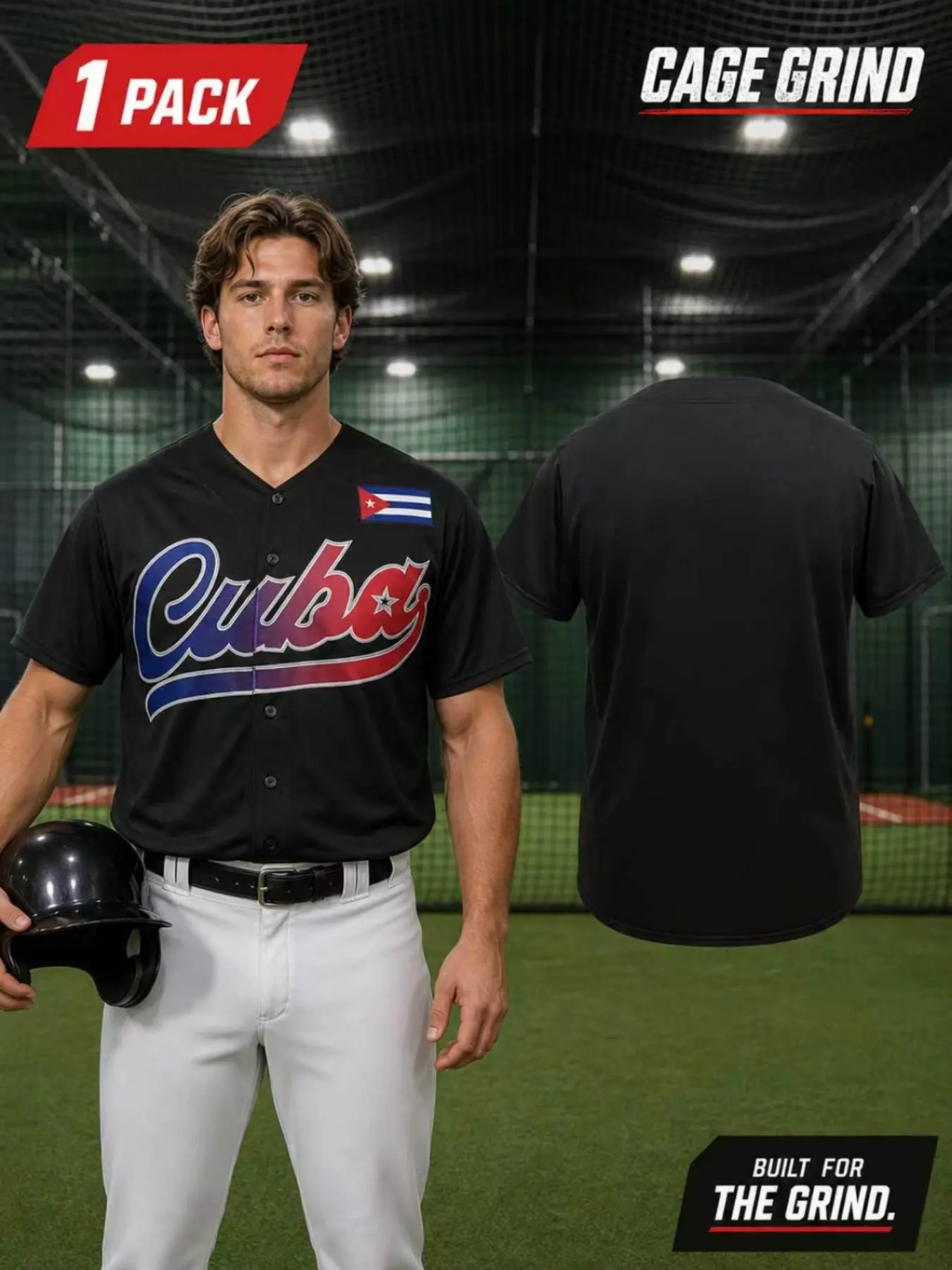 Men's Cuba Baseball Jersey with Cuban Flag,Short Sleeve Button Down Baseball Shirt, Casual Sports Athletic Streetwear Top for Daily Training Party, S-3XL