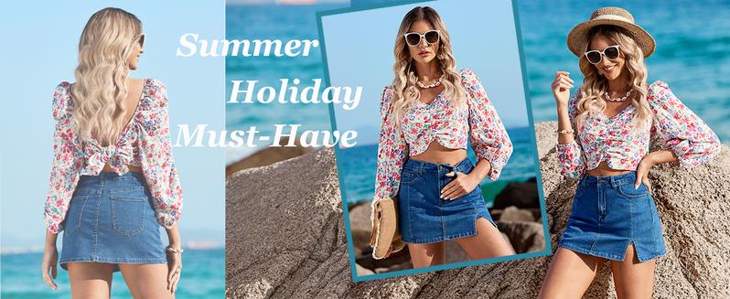 luvamia Skorts Skirts for Women Denim Mini Casual Oversize Skirt Side Slit with High Waisted Jean Shorts Stretchy Palda Minimalist jean shorts jorts Bottom Soft Black Womenswear