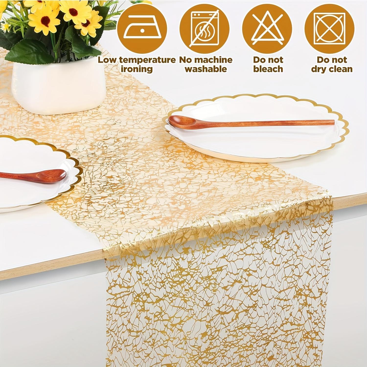 For Weddings, Parties, Christmas & Graduations, Table Decoration Upgrade Solution, Gold Glitter Mesh Table Runners, Shiny Decorative Atmospheric, Effortlessly Create Upscale Table Decoration, 11 X 108 Inch 10 Pack