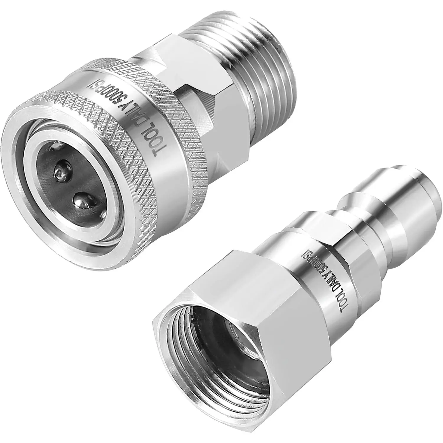Washer Swivel Adapter, M22 14mm to 3/8" Quick Connect | Stainless Steel Quick Connect Swivel Fittings for Power Washer Hose, 5000 PSI, 2 Pack
