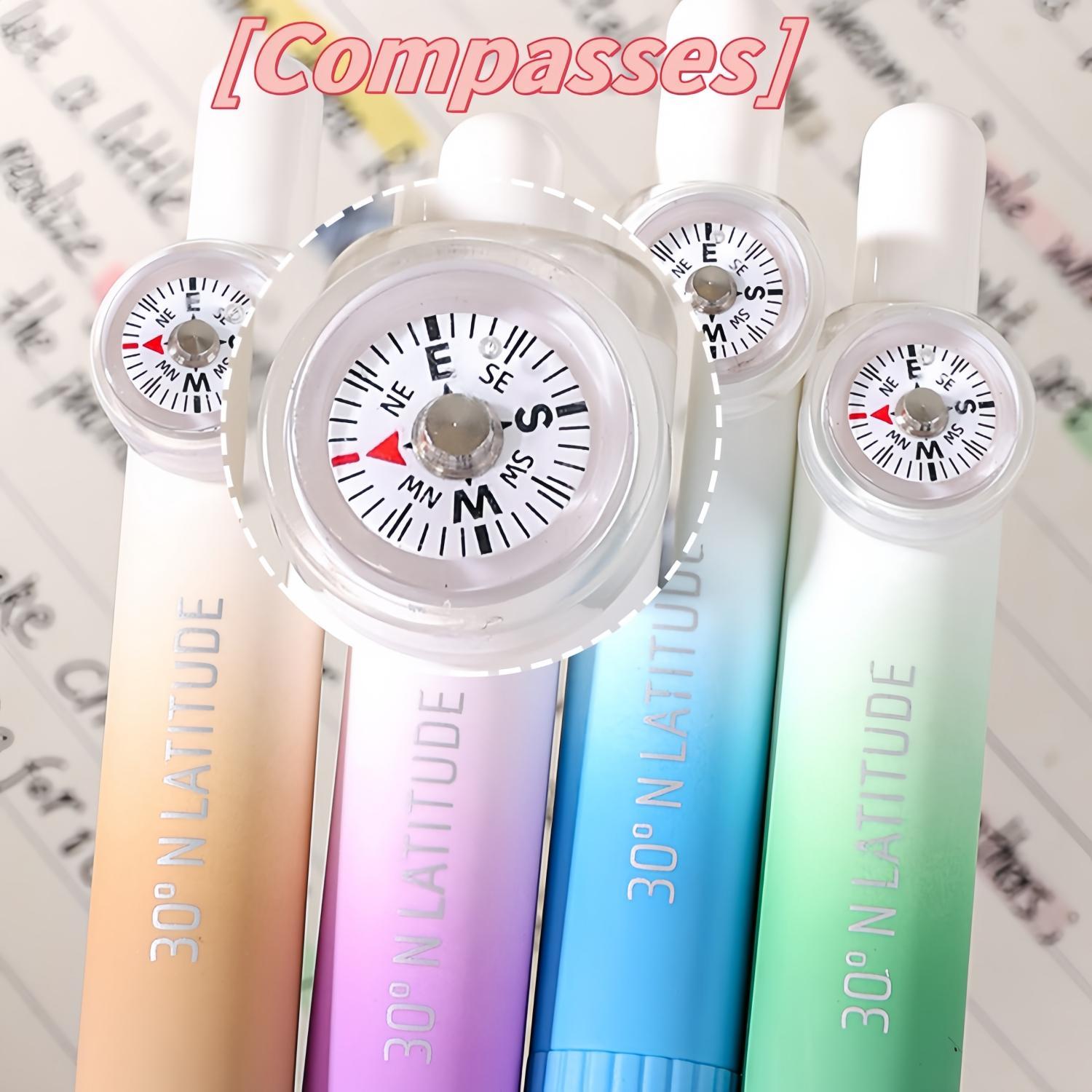 Creative Compass Short Round Pocket Pen, Mini Nurse Pen, Comfort Grip Orienteering Compass Find Direction, Ink Pen for School Office Examination