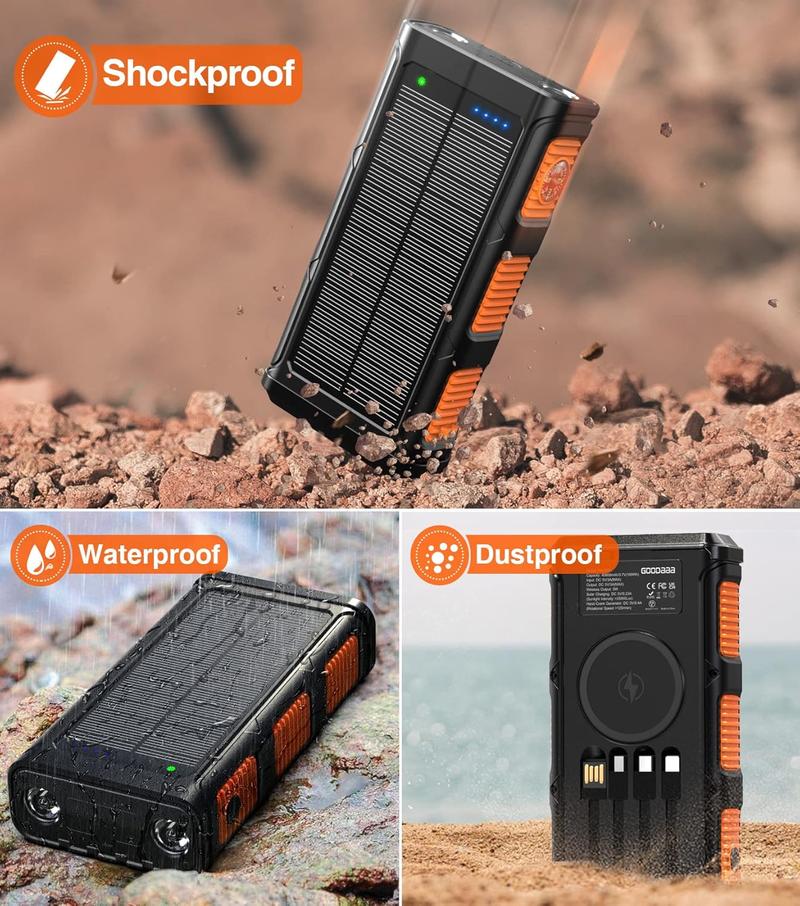 Power Bank Wireless Charger 45800mAh Built in Hand Crank and 4 Cables 15W Fast Charging Power Bank 7 Outputs & 4 Inputs Solar Portable Charger, SOS/Strobe/Strong Flashlights, Compass Power Bank Wireless Charger 45800mAh Built in Hand Crank and 4 Cables 15W Fast Charging Power Bank 7 Outputs & 4 Inputs Solar Portable Charger, SOS/Strobe/Strong Flashlights, Compass