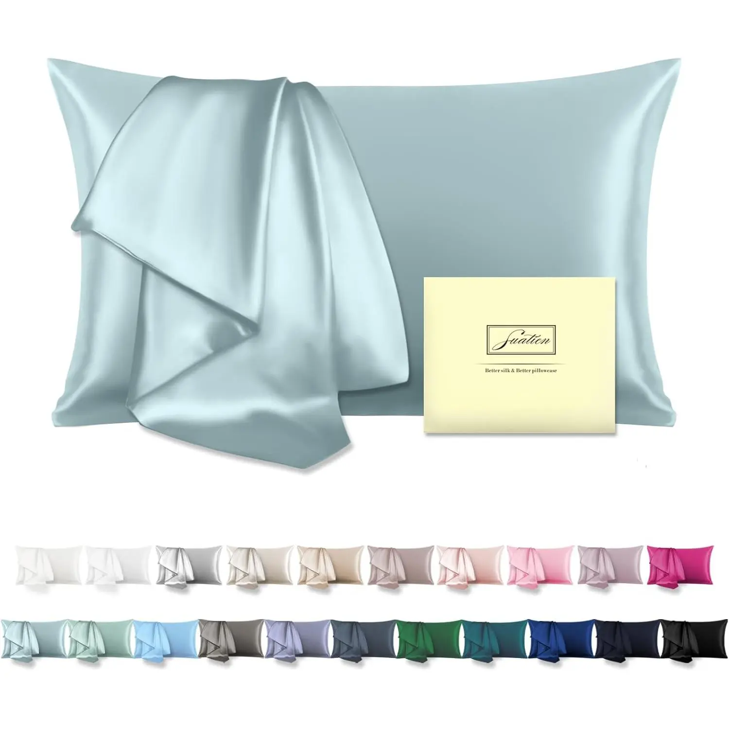 Mulberry Silk Pillowcase, 20x26" Standard Size with Hidden Zipper, Soft Breathable Cooling Bedding for Hair and Skin, Haze Blue (1Pc)