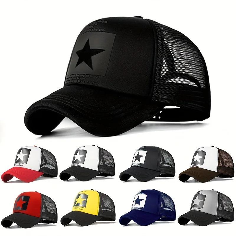 Five pointed star printed baseball cap,truck driver's dad's hat with multiple colors to choose from,essential for outdoor travel