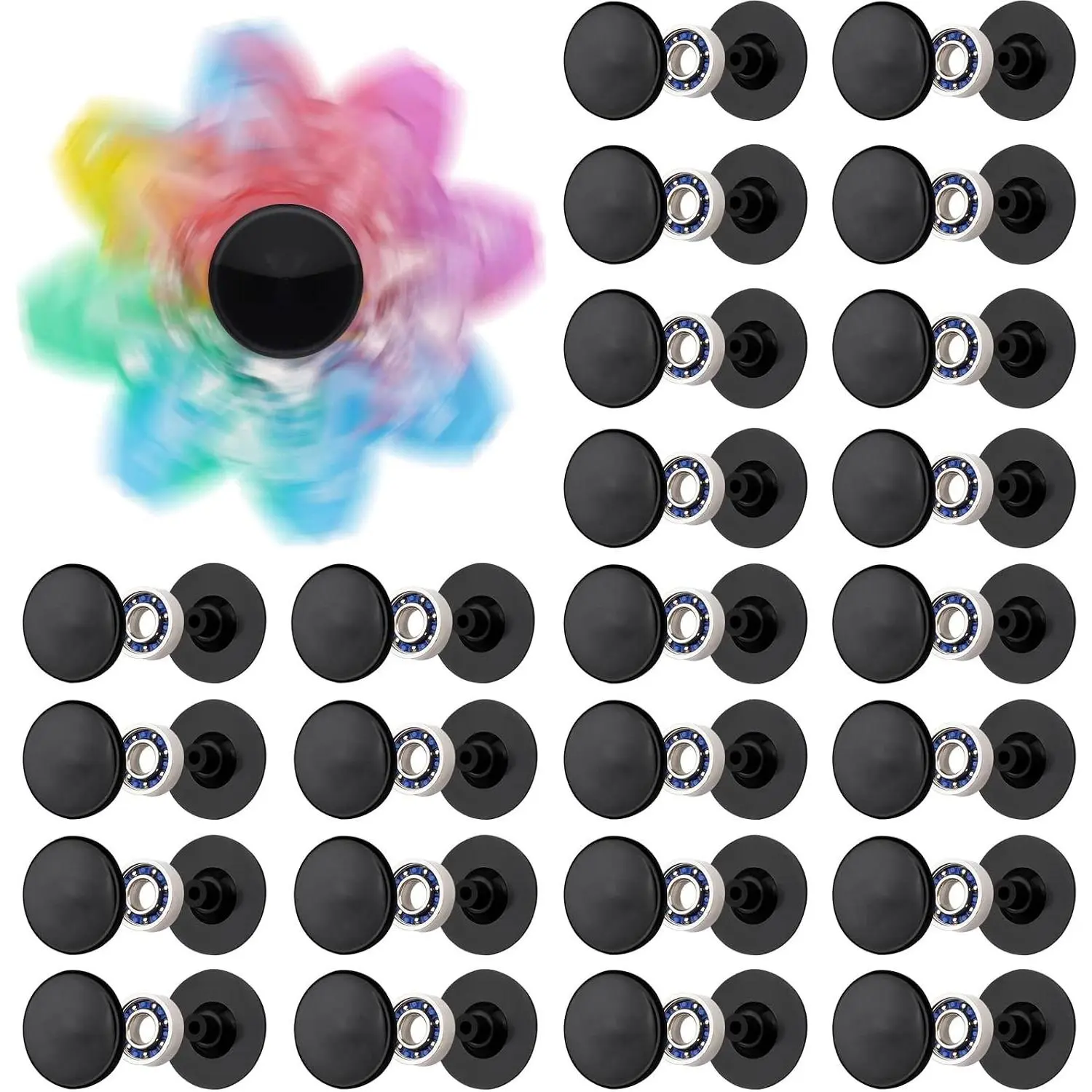 DIY Fidget Spinner Bearing Set 24-Pack with Caps - MR137 0.5" Single-Sealed Chrome Steel Bearing Balls, High Speed Replacement 13mmx7mmx4mm for Skateboard, Epoxy Resin Casting Craft, Stress Reliever