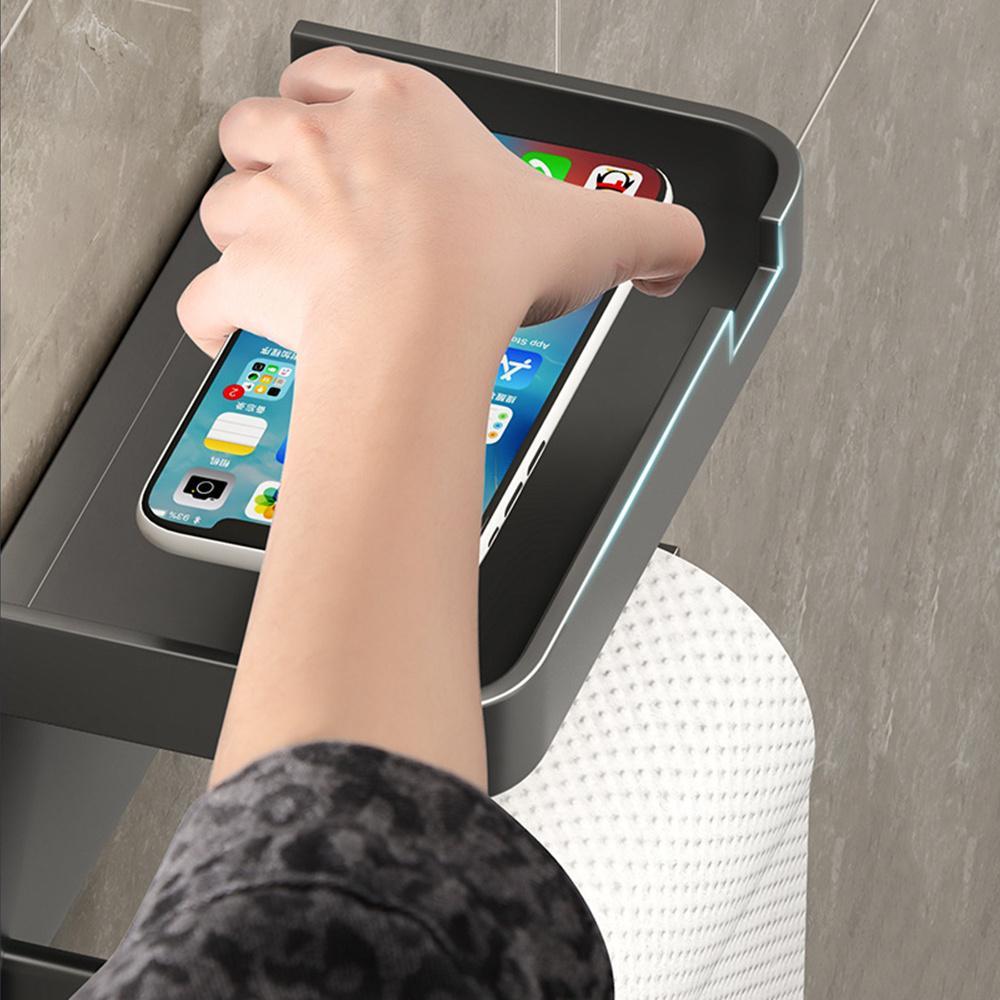 1 Piece Toilet Paper Storage Rack, Bathroom Wall-mounted Holder, Non-punching Adhesive Tissue Box Shelf, Dual-purpose Storage Rack, Mobile Phone Holder, Toiletry Organizer Bracket, Bathroom Supplies