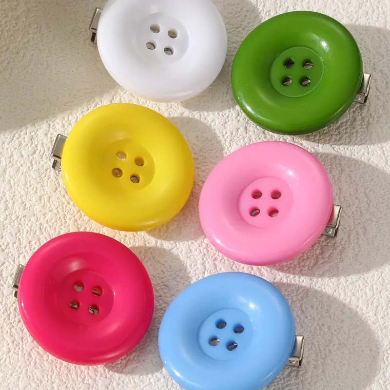 Macaron Solid Button Hair Clip for Women, Dopamine Colorful Large Side Bang Clip, 6/12 Pcs Set, Elegant Heart Design, Sweet Girl Hairstyle Accessory, Cute Hair Accessories
