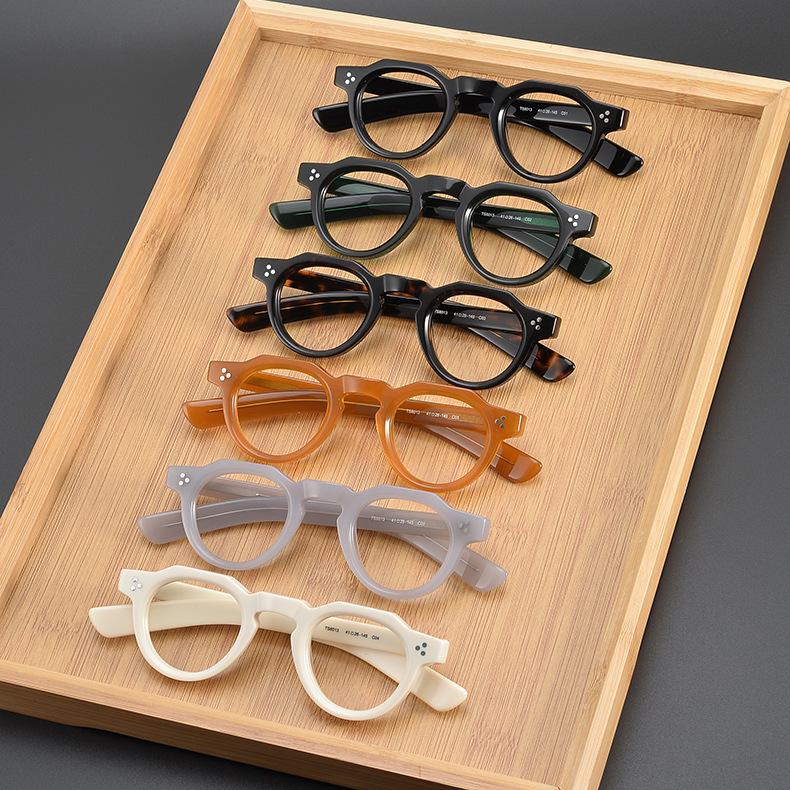 Handmade Acetate Japanese Eyeglass Frames for Women & Men Full Rim Reading Glasses Black Spectacles
