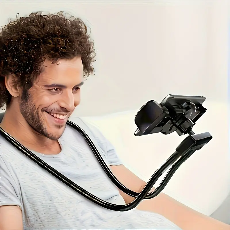 Adjustable Multifunctional Universal Phone Stand, Cell Phone Holder, Soft Iron Neck Hanging, 360° Rotating Lazy Man Stand, Suitable for Home and Bed Use