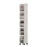 Nifogo 5-Tier Plastic Collapsible Organizer with Foldable Compartments - 5-Piece Fold-Flat Stackable Storage Bins with Lids, Dustproof Portable Lidded Bins (Hides Mess) with Wheels, White 157cm for Office/Dorm Use