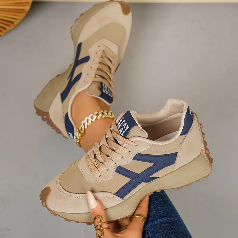 Women's Sporty Arisan Shoes Spring & Fall Elegant Fashion Casual Round Toe Low Top Lace-Up Thick Sole Breathable Outdoor Running Sports Shoes Running Style Shoes
