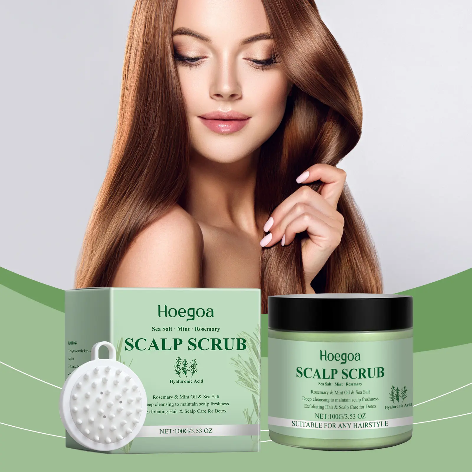 Hoegoa Rosemary Scalp Scrub, A Gentle, Cleansing, Moisturizing, Refreshing And Soothing Scalp Scrub