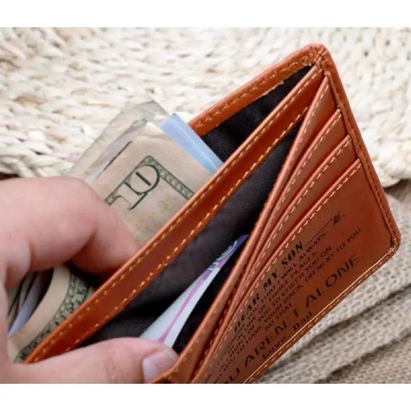 Men's Personalized Engraved Wallet, Minimalist Bi-Fold PU Leather with RFID Blocking, High-Capacity Stash Pocket, Birthday Gift for Son, Business Casual, Holiday, Flap, Plain, Foldable, Men's Wallet, Do Not Wash, Lightweight, Multi-Compartment
