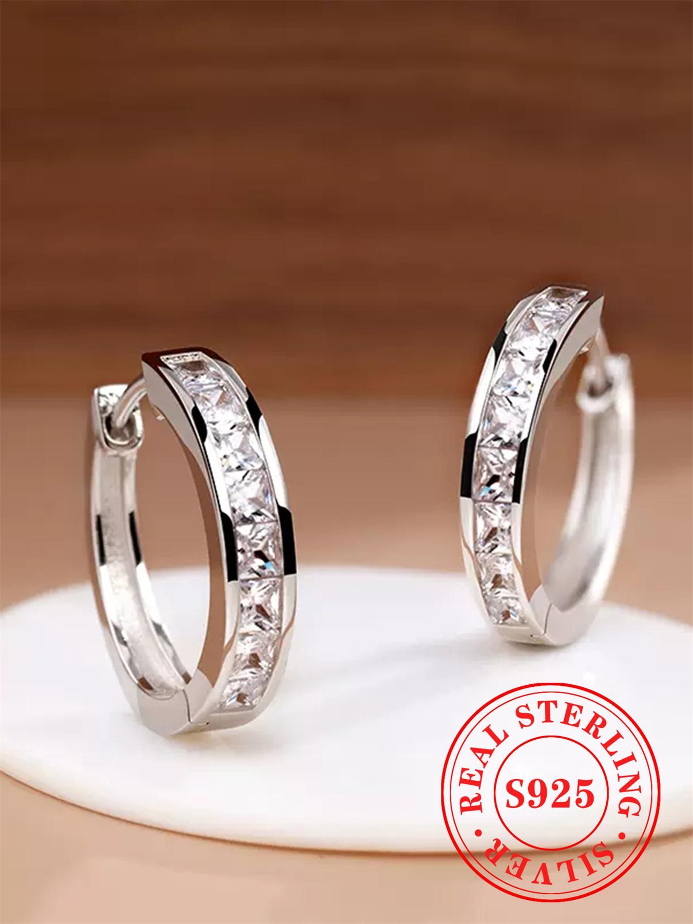 925 Sterling Silver Fashionable Hoop Earrings, Fashion Jewelry for Party, Daily Clothing Decor, Trendy All-match & Exquisite Jewelry for Birthday Gift, High Quality Earrings